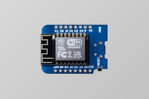 Photorealistic vector illustration of an ESP8266 dev board.