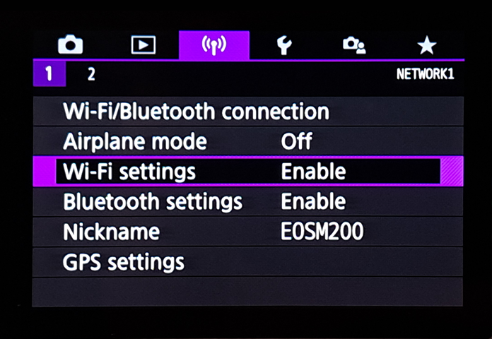 Wireless tab in menu