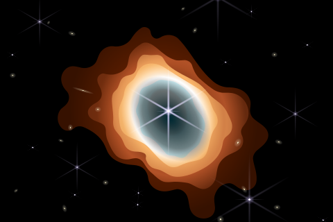 Artistic vector interpretation of the Southern Ring Nebula, exploding outwards from a central star.
